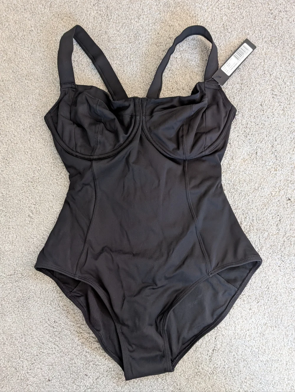 TA3 Classic Black One-Piece Swimsuit with Molded Cups - Picture 3 of 5